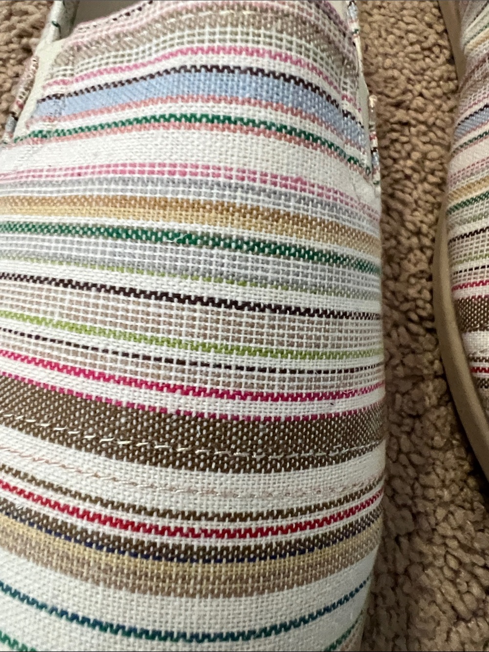 Airwalk Women’s Multistripe Canvas Slip-On Flats in White, Tan & Pastel Accents - Picture 3 of 4